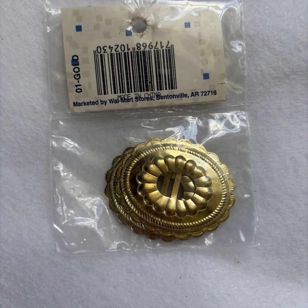 Gold Tone Oval Conchos New Set Of Two Western Scarf